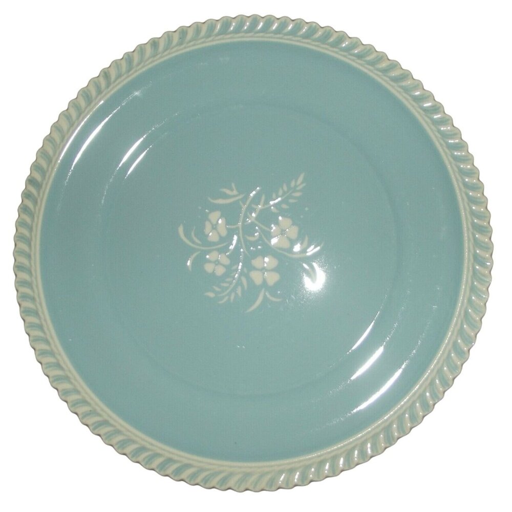 Harmony House Dinner Plate Lot of 2 Blue 4694 Blue Rhythm white floral baby blue